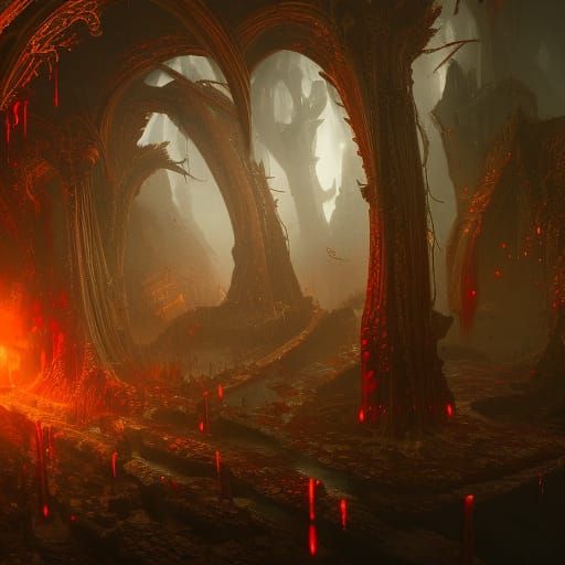 Detailed Matte Painting of Blood in Deep Color