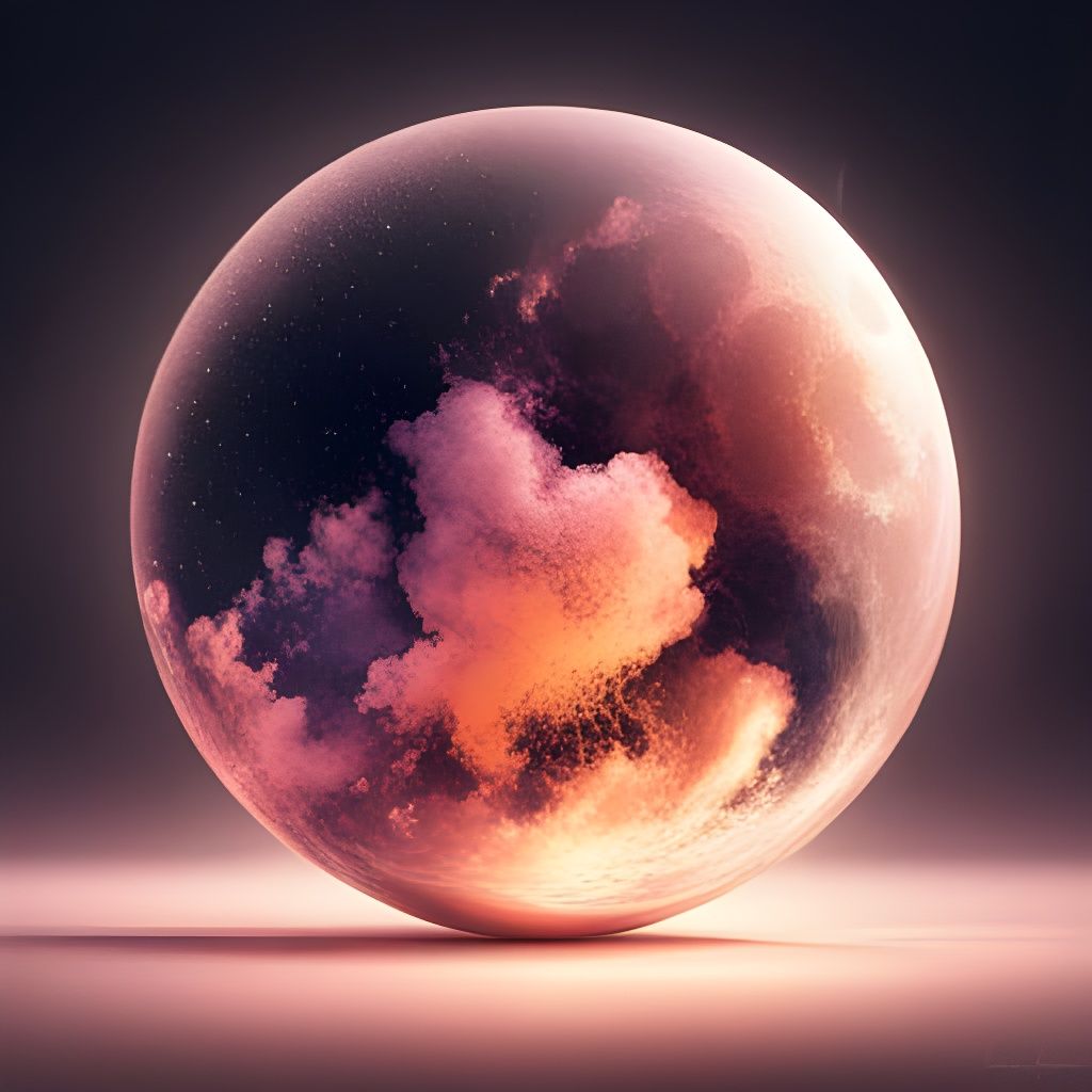 Transparent Glass Moon Sphere with Fairy Dust Effect