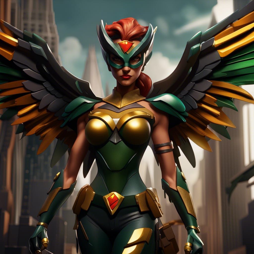Hawkgirl: Detailed Matte Painting in 8k