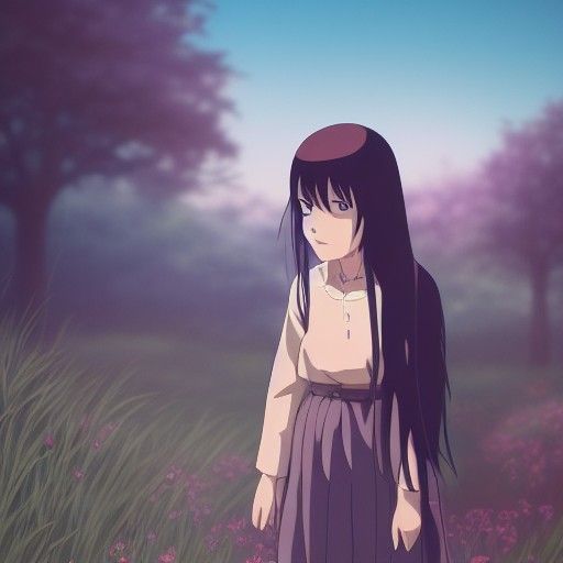 Anime Emo Girl in Ghibli Style Key Visual