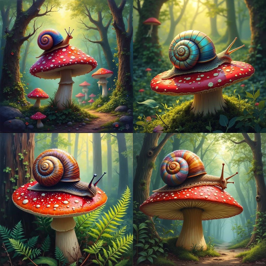 Whimsical Forest Scene in Oil Painting Style