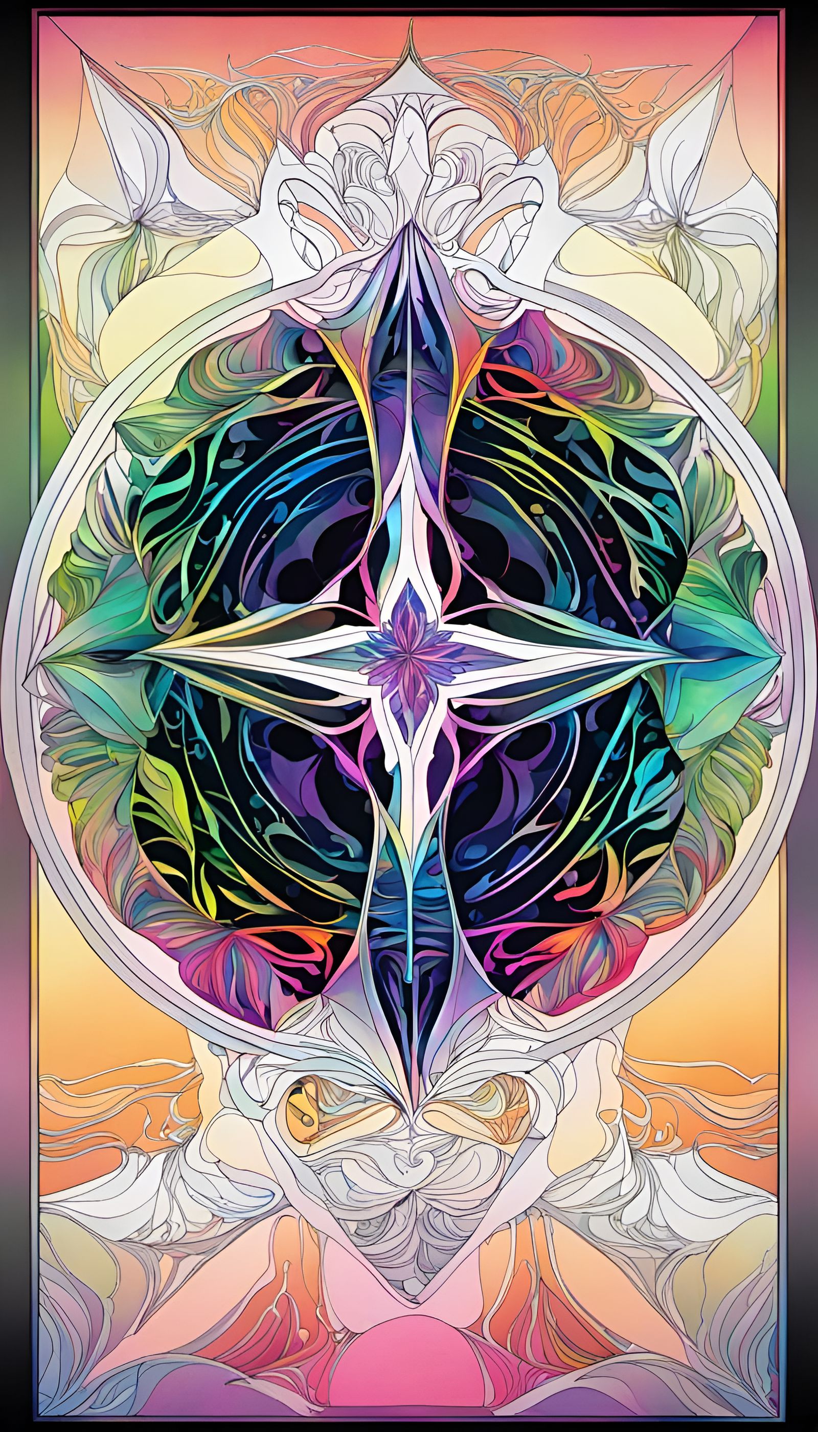 Art Nouveau Mandala with Prismatic Colors