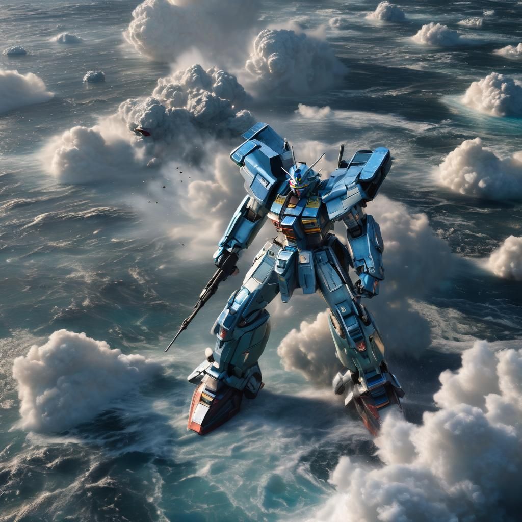 Epic Spaceship Battle on Neptune in Sci-Fi Style