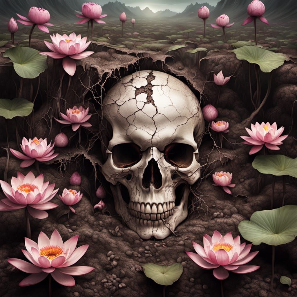 Blooming Skull: Life Overtaking Death in Digital Art