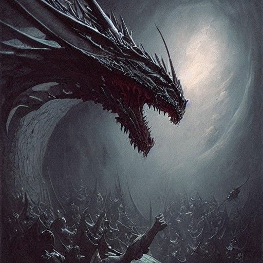 Terrifying Dragon in Gothic Horror Style