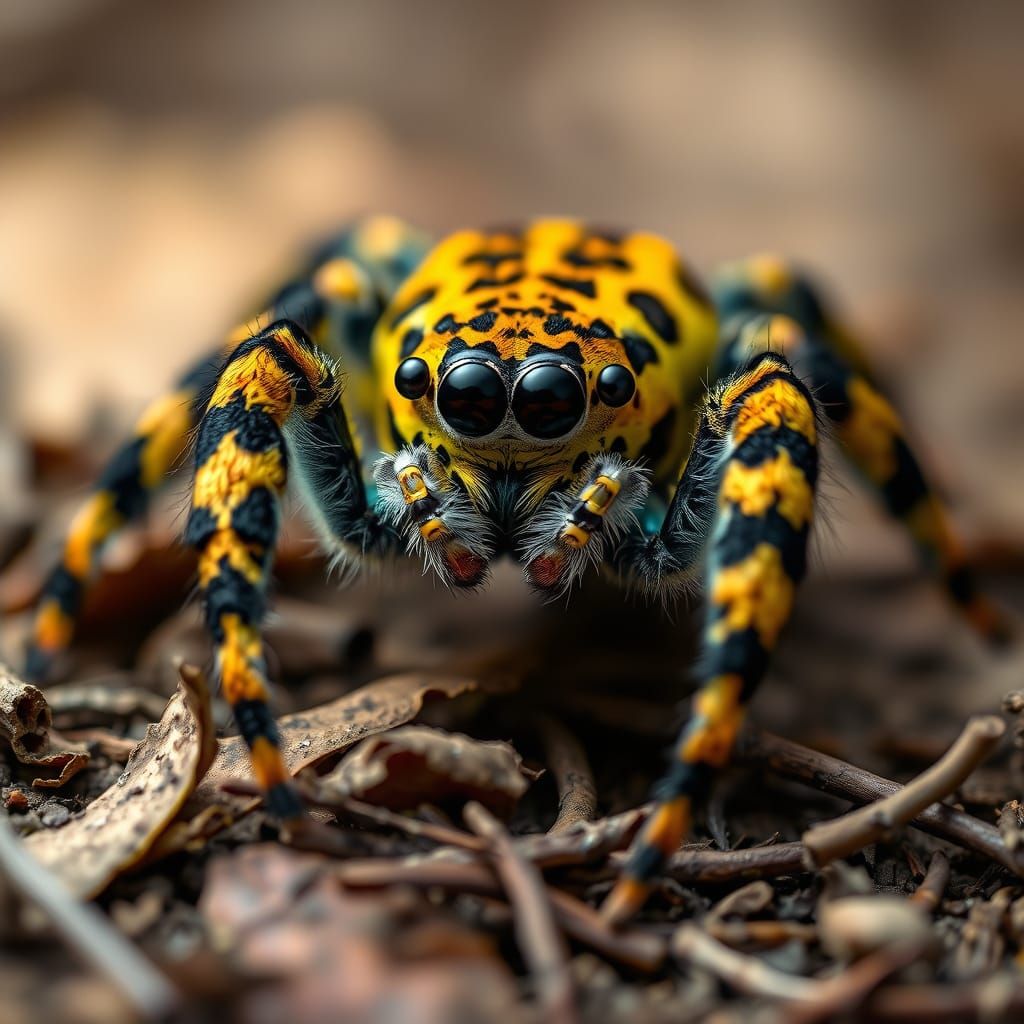 Leopard Jumping Spider Macro Photo in Sharp Detail