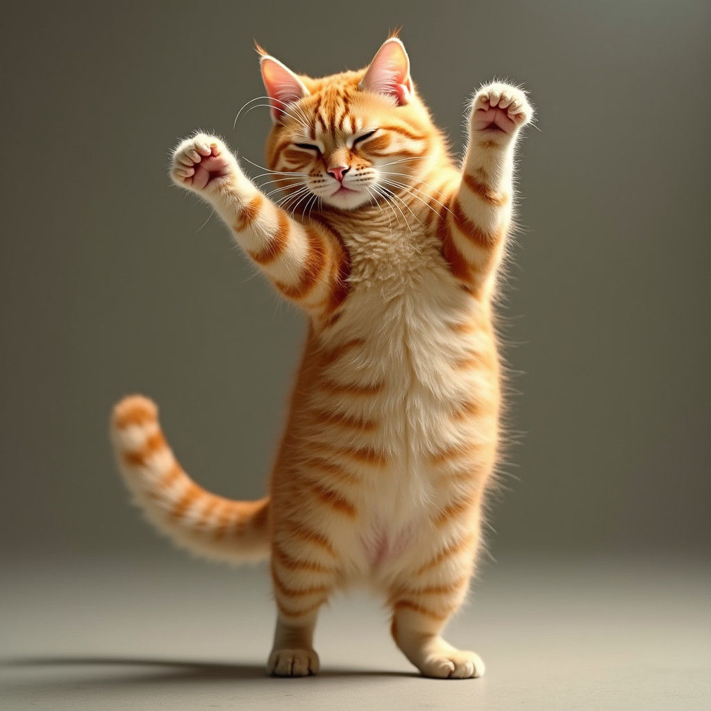 Breakdancing Orange Cat Handstand in Photorealistic Style