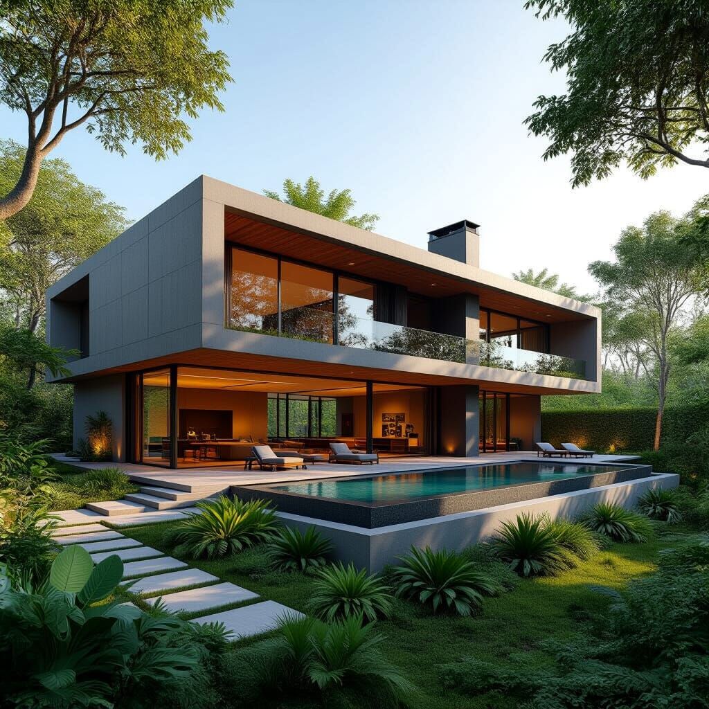 Modern Villa with Infinity Pool in Hyper-Realistic 8K