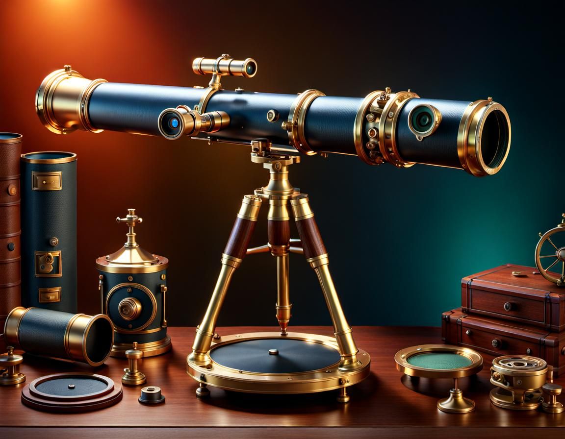 Deconstructed Antique Telescope as 3D Digital Art