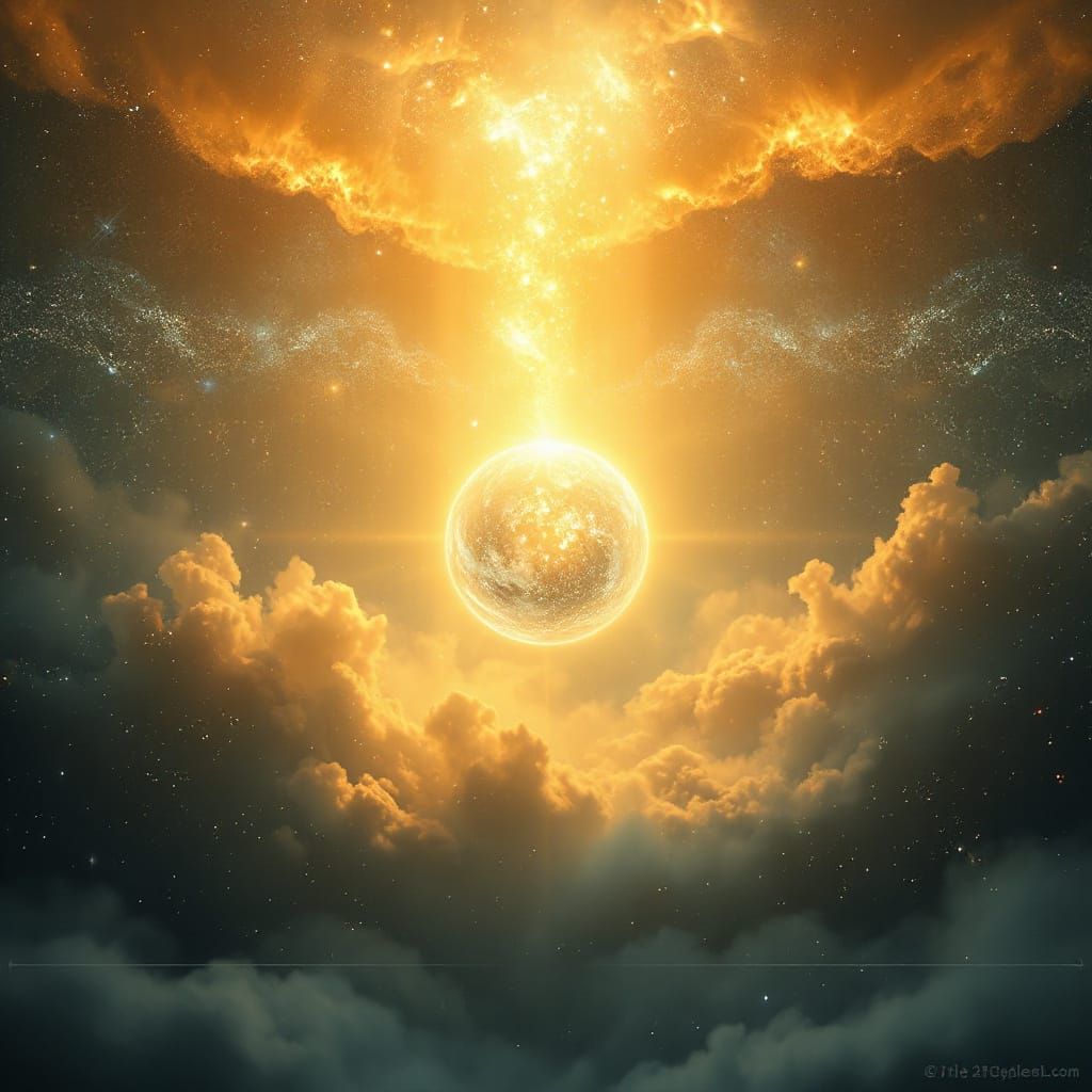 Ethereal Cosmic Soul Emanates Light in Surreal Style