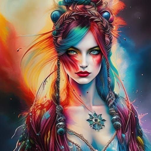 Dreamcatcher Tattoo Girl: Photorealistic Digital Illustratio...