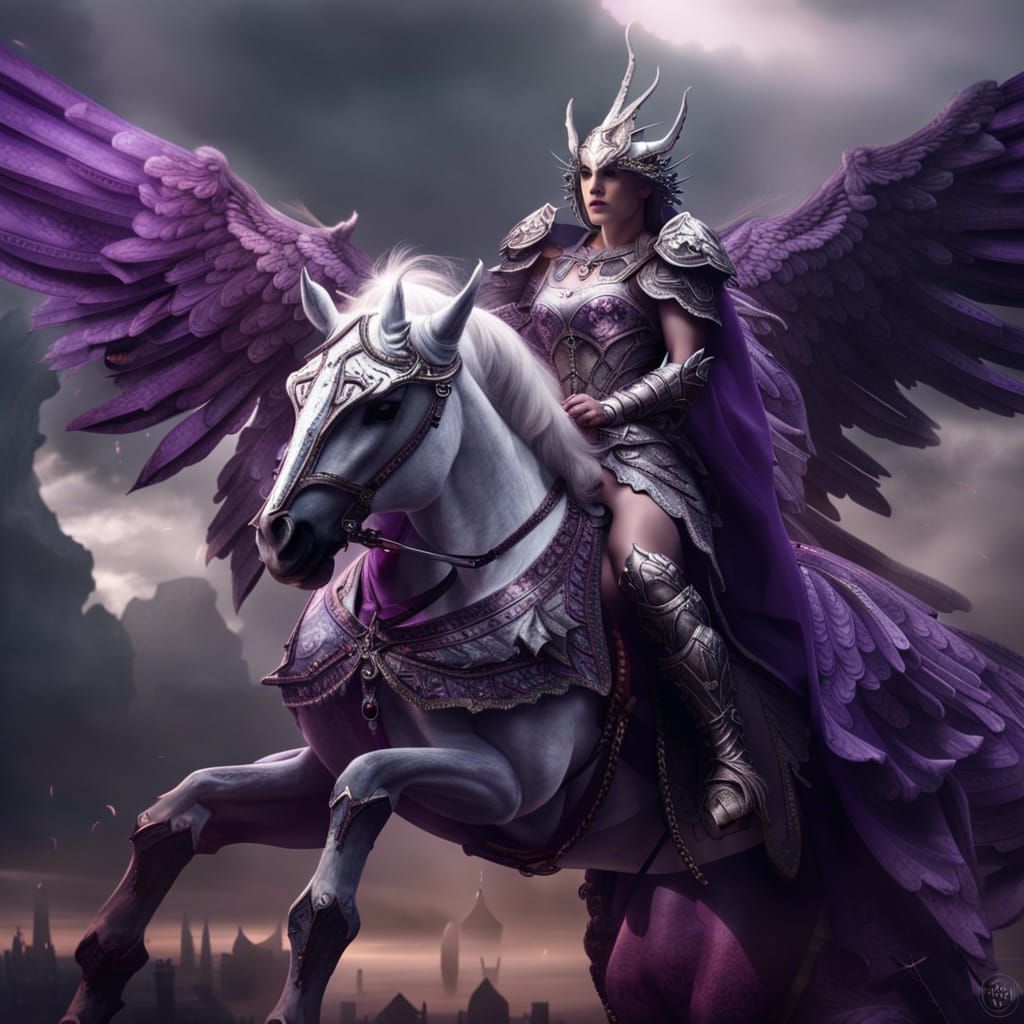 Epic Woman in Gothic Armor Fighting Demons