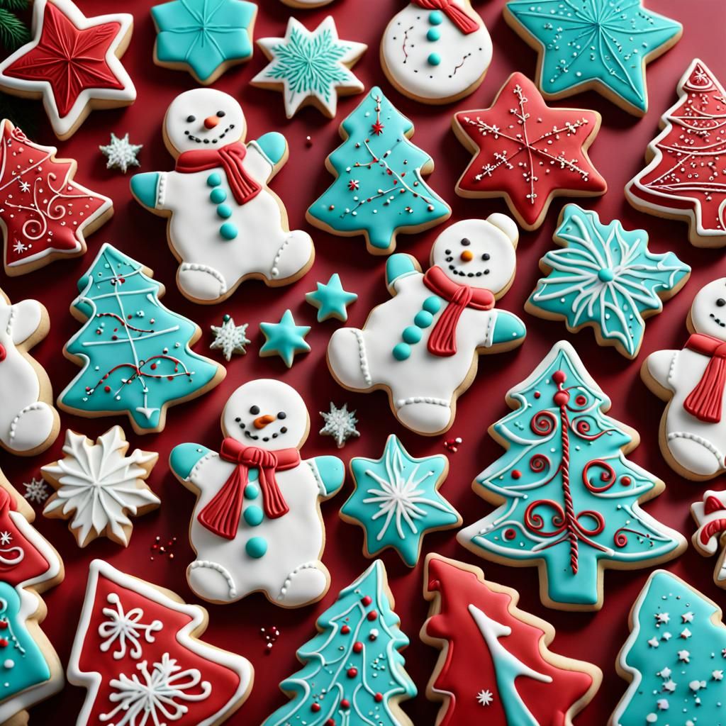 Festive Christmas Cookies with Intricate Decorations