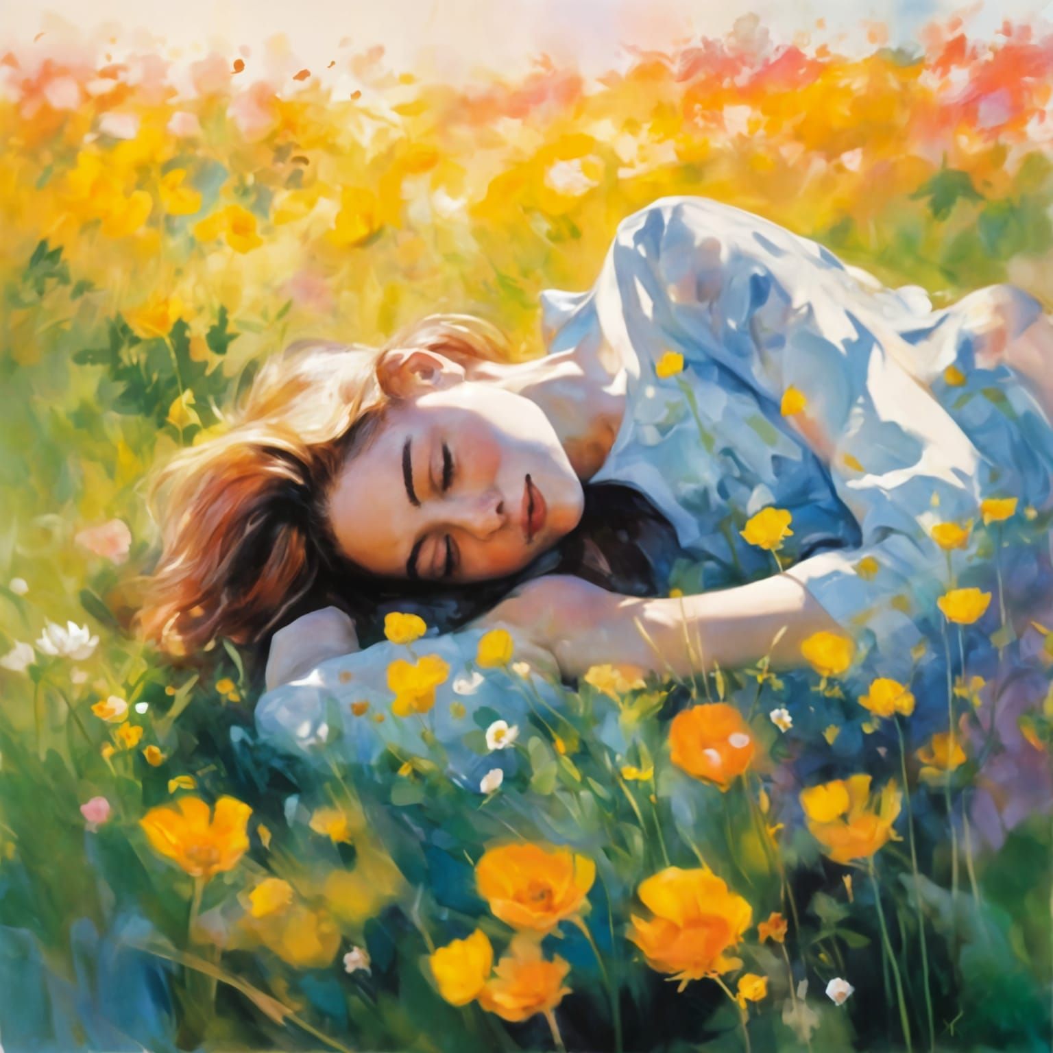 Surrealistic Spring Meadow in Pastel Hues