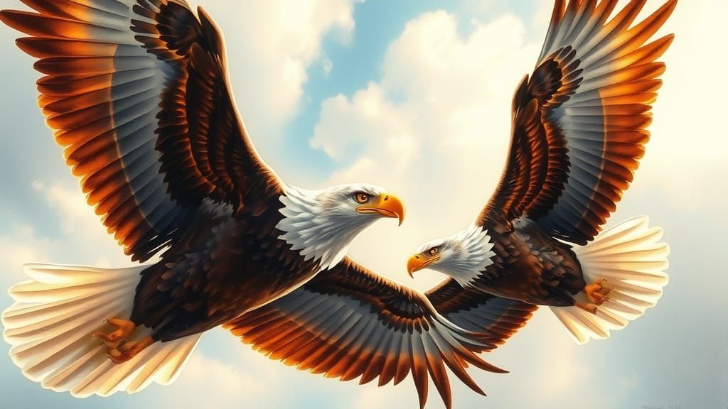 Eagles in Ethereal Watercolor Style