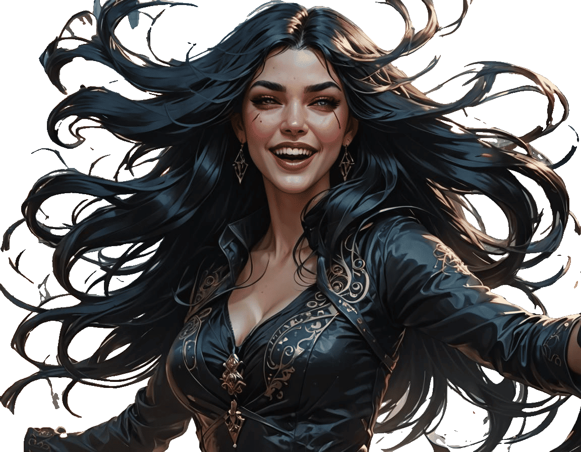 Voluptuous Goth Woman Portrait in Dynamic Lighting