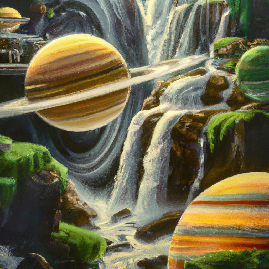 Saturn's Giant Waterfalls: James Clyne Style