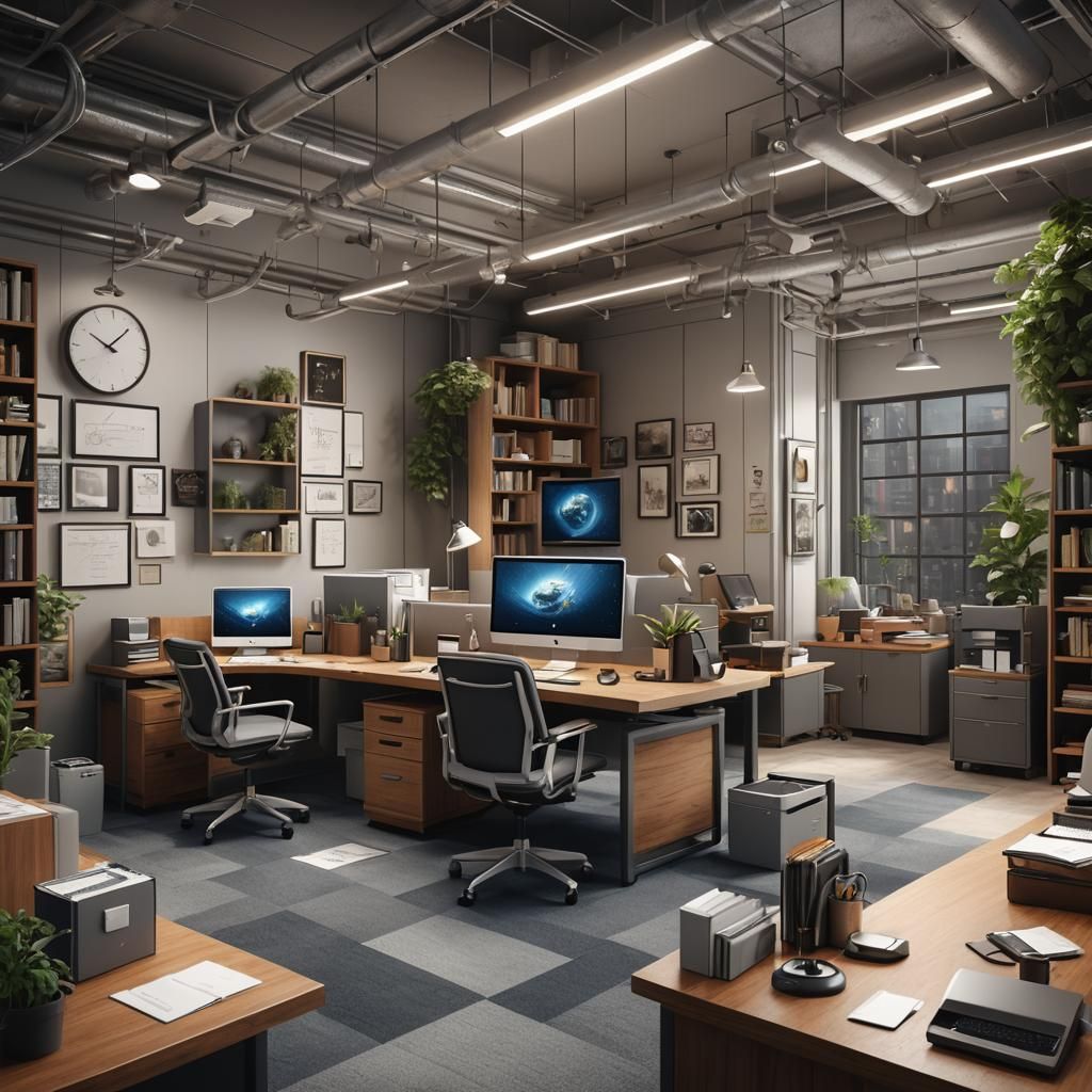 Realistic IT Office Product Mockup in Detailed Matte Style