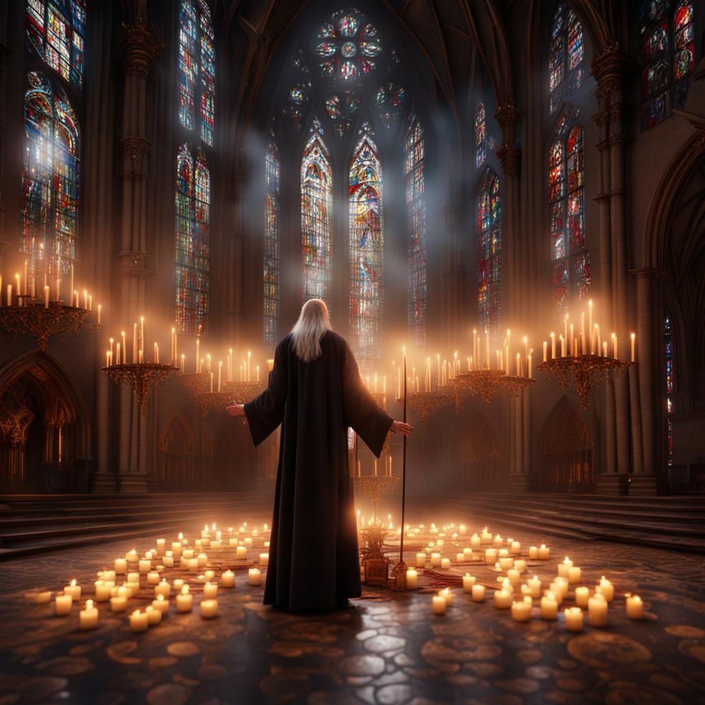 Wizard Ritual in Cathedral with Dynamic Lighting