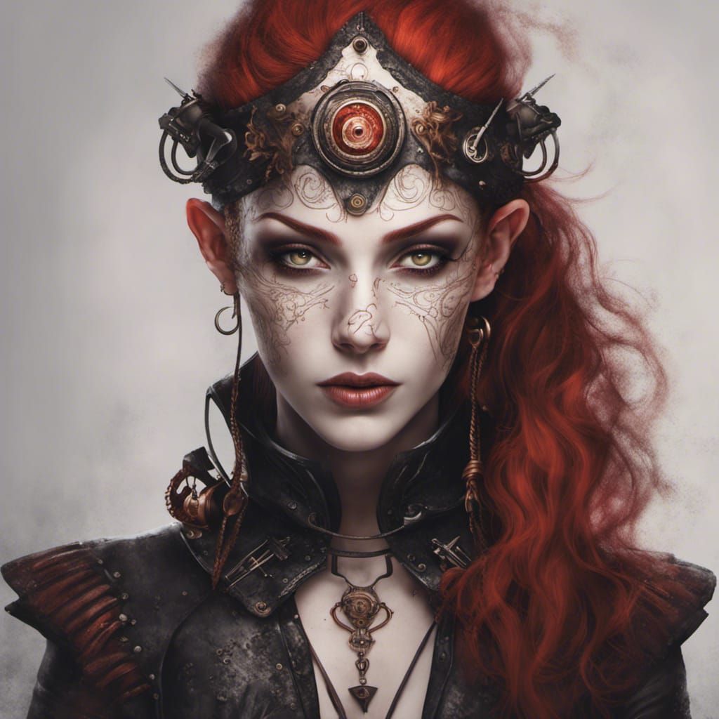 Steampunk Dark Elf Girl Portrait