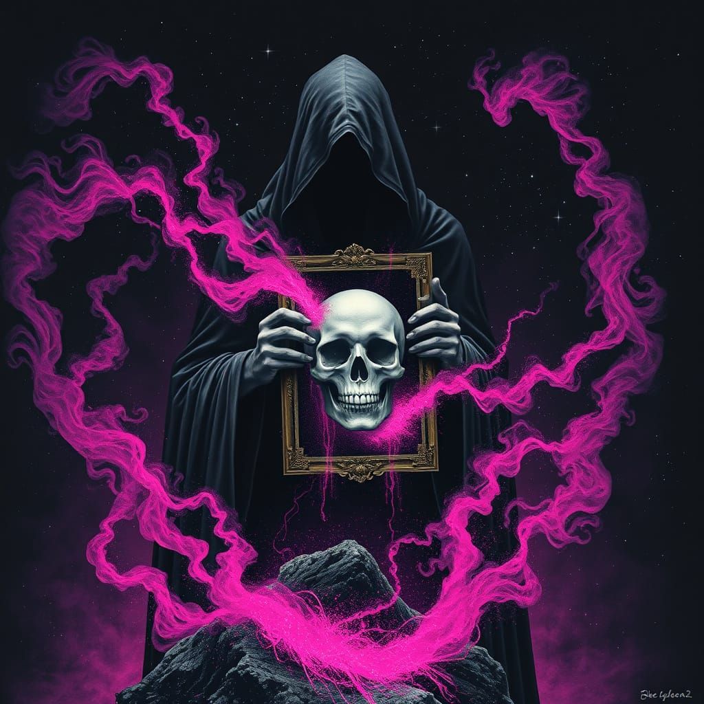 Death of Certainty: Stardust Figure in Tarot Noir Style