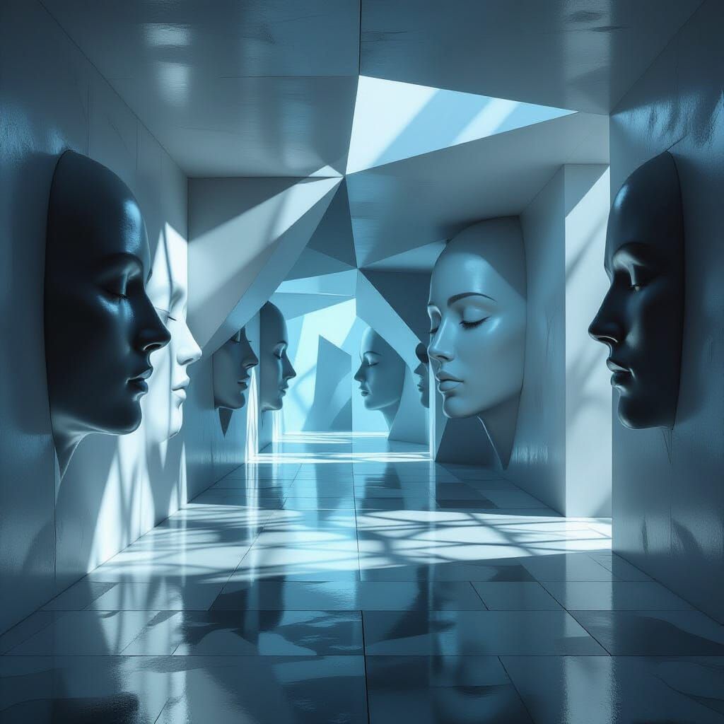 Surreal Optical Illusion Room with Morphing Shadows