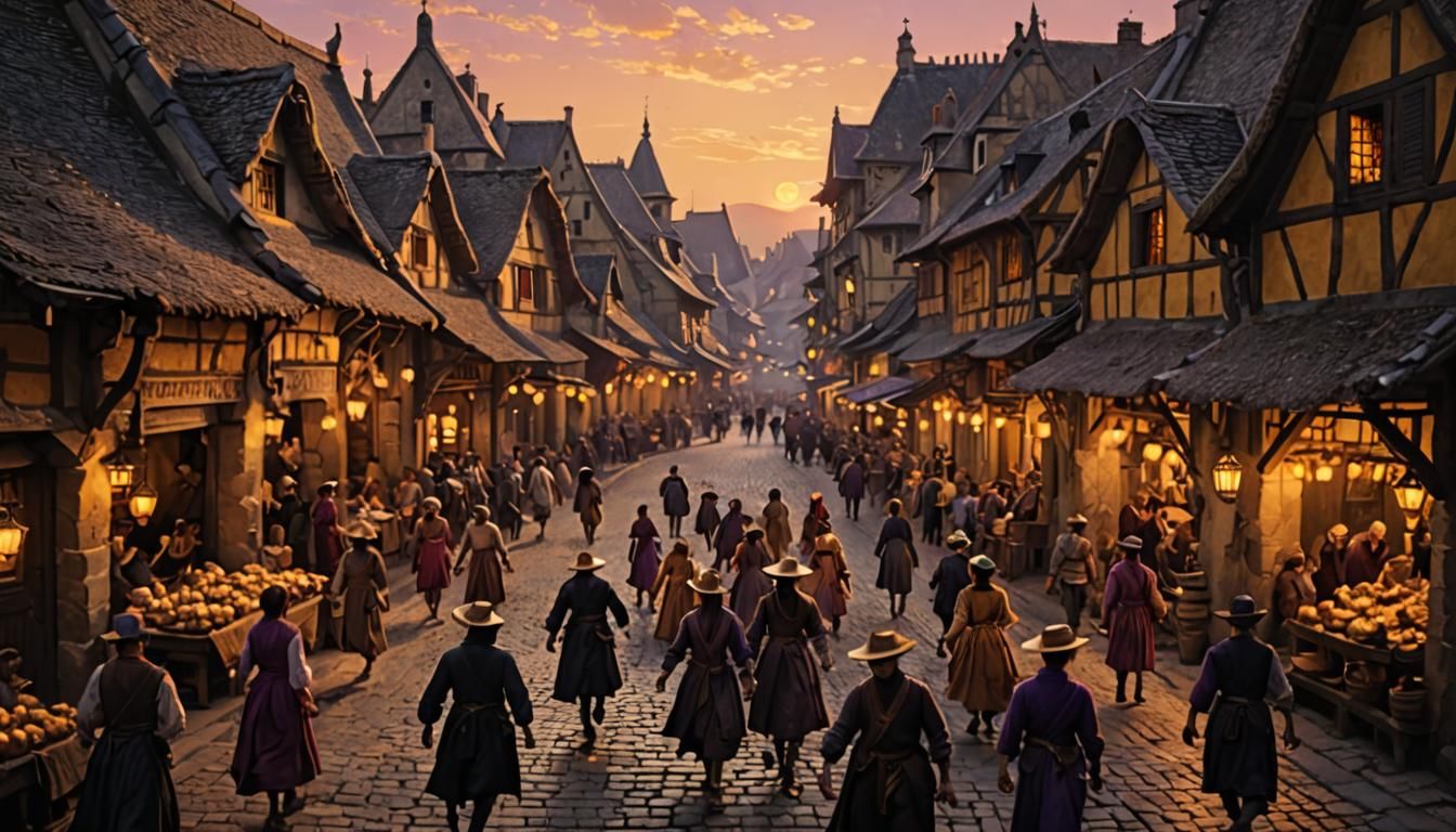 Dark Fantasy Market Scene in 17th Century France