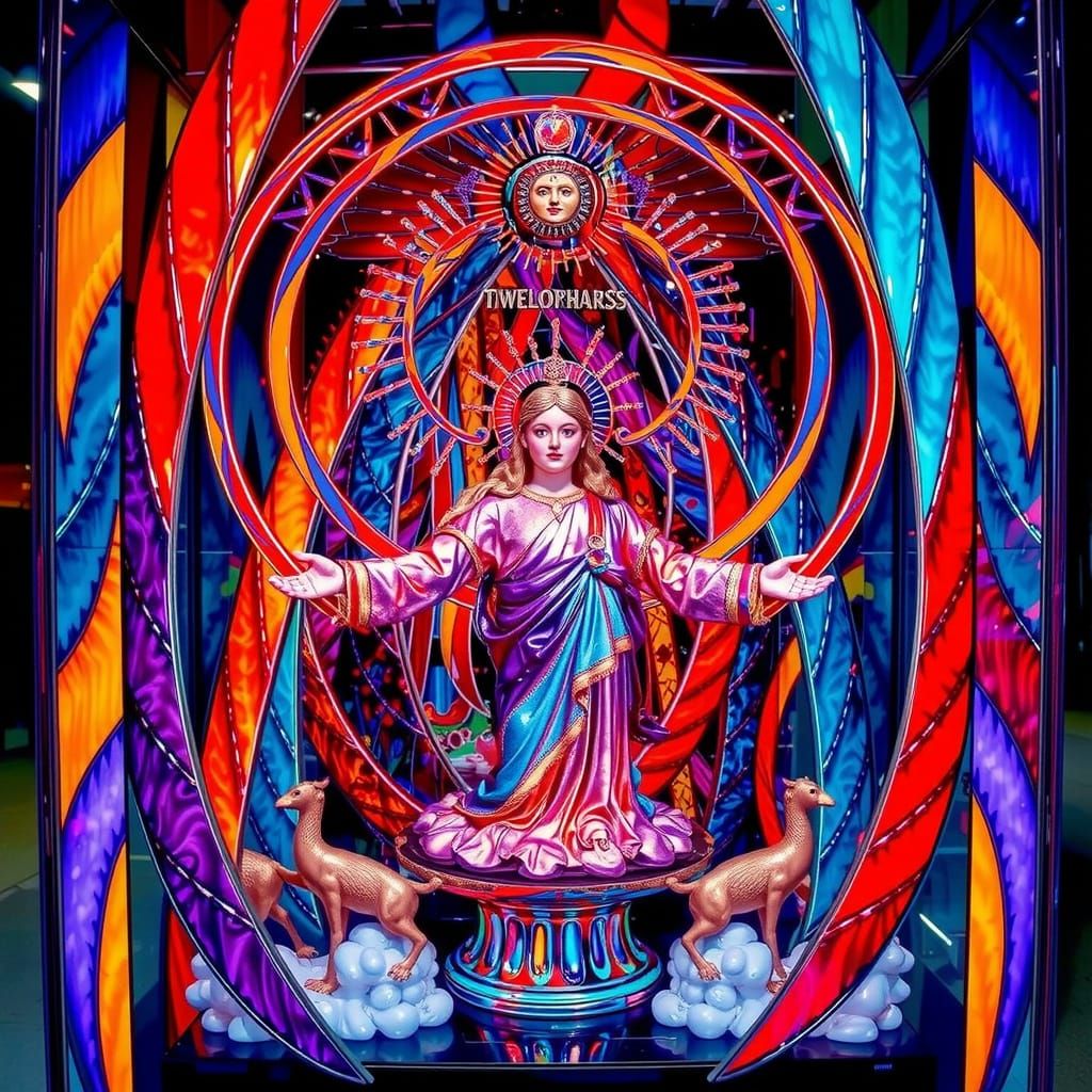 Hyperrealistic Sculpture with Vivid Colors and Dynamic Light...