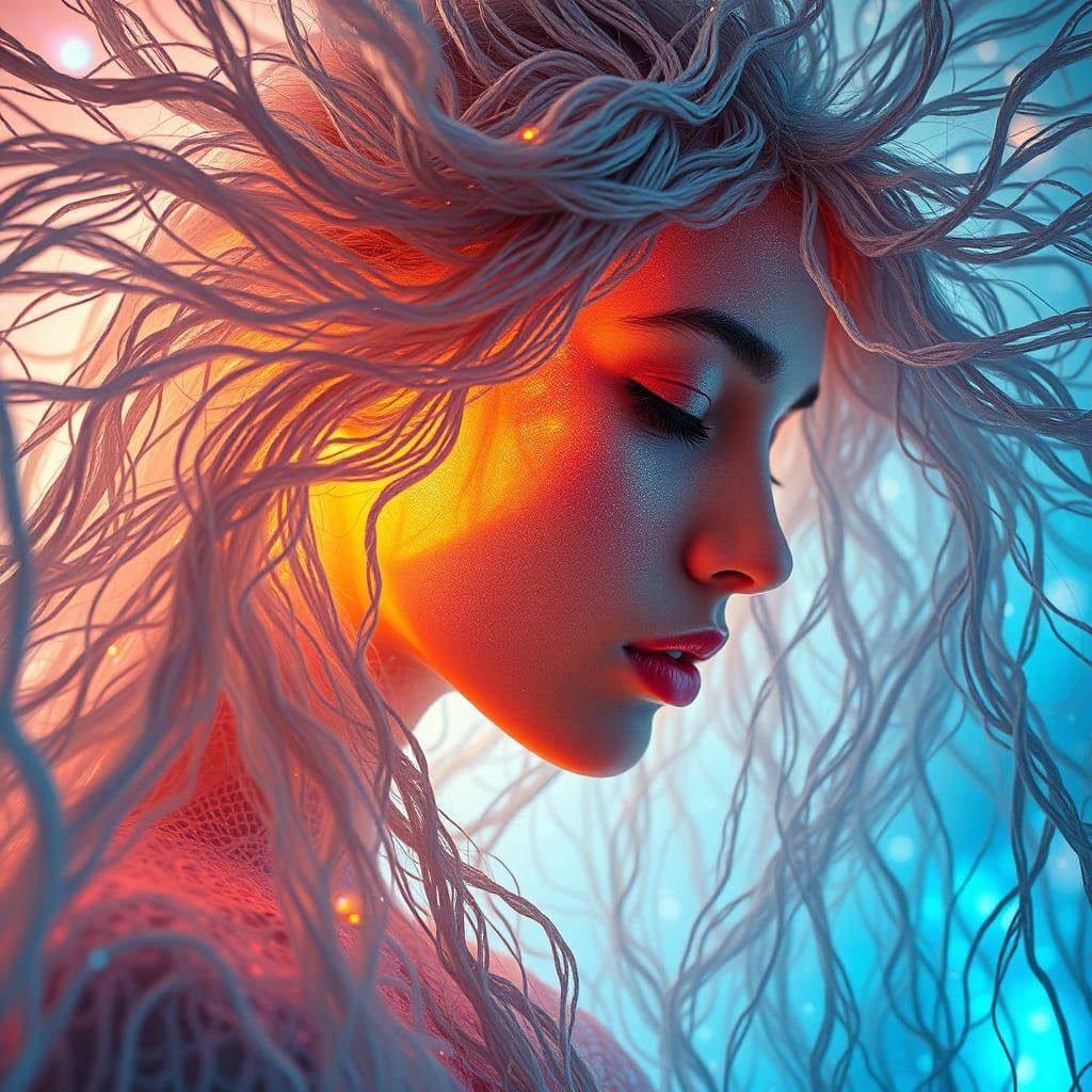 Surreal Tapestry of Luminous Femininity in Cosmic Dreamscape