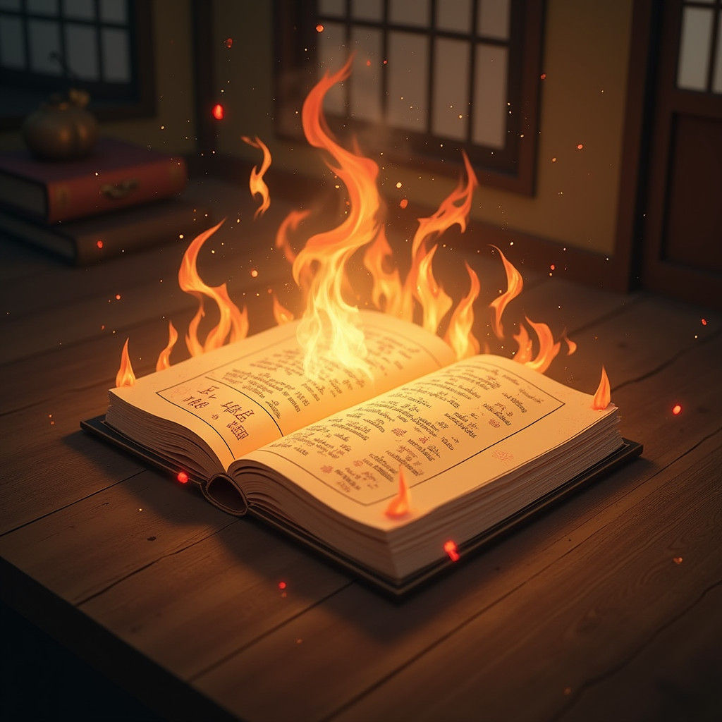 Flaming Tome in Japanese Study: Anime Dreamscape