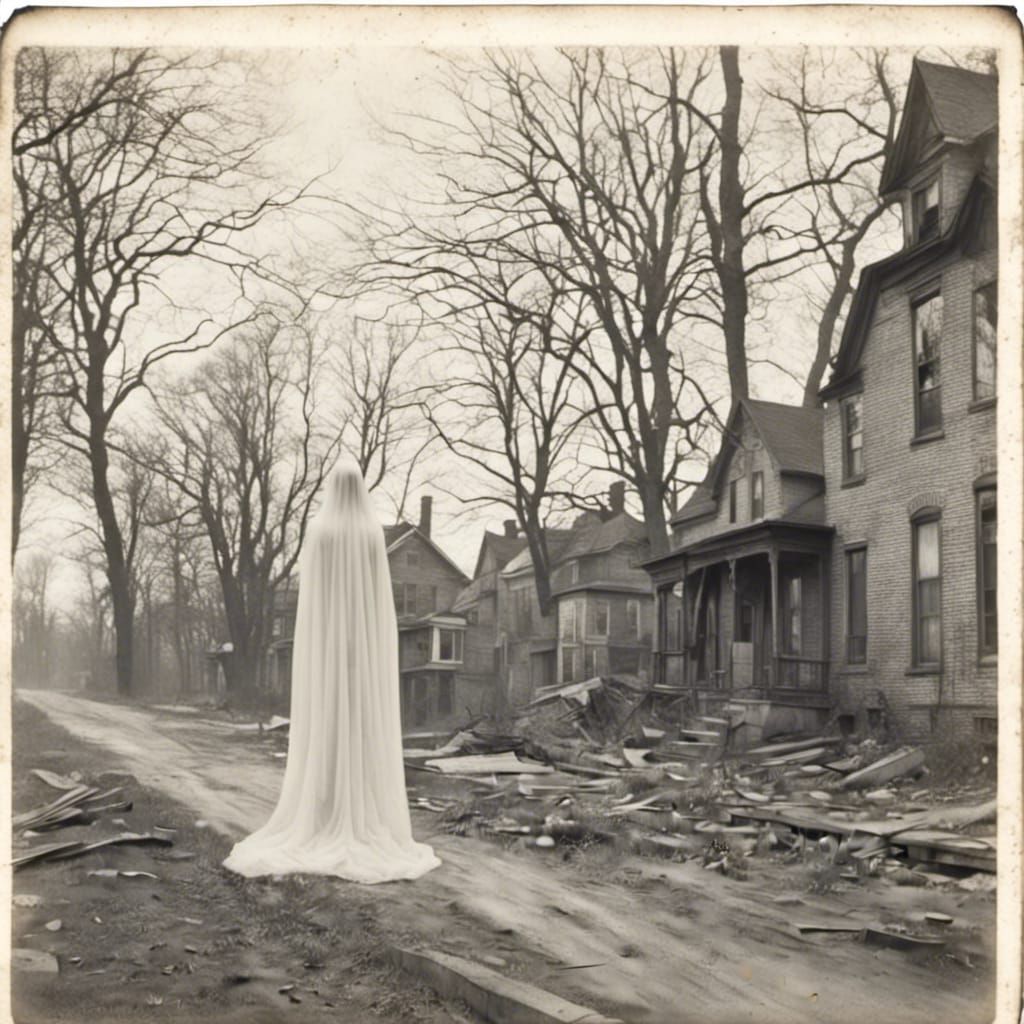 Ghostly Figure in Winnetka, 1908 Black and White Photo