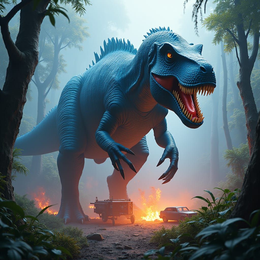 Indominus Rex vs ACU in Lush Jungle Environment