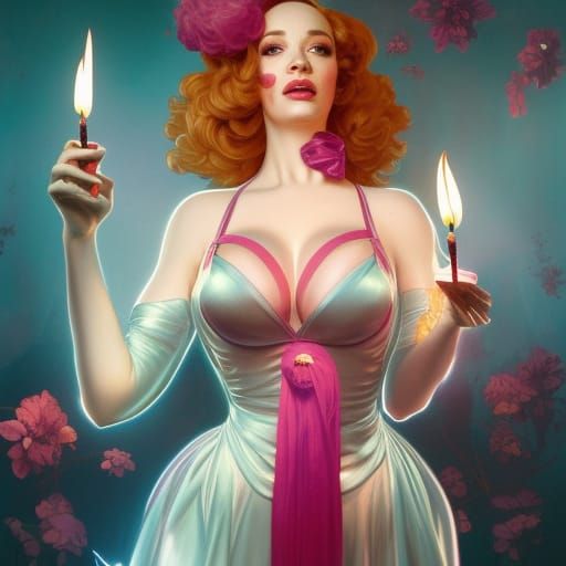 Colorful Latex Portrait with Birthday Cake