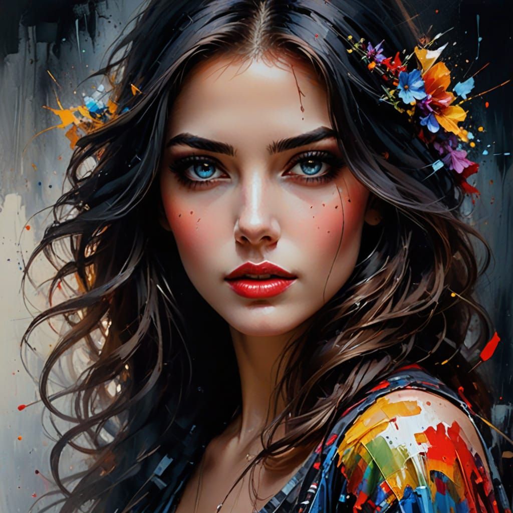 Genuine portrait of Mysterious Beauty Woman !! :: breathtaking cover art Artwork, perfect eyes and lips
