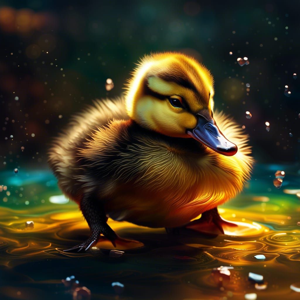 Hyperrealistic Fat Baby Duckling: Splash Art
