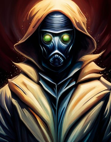 Mysterious Man in Metallic Mask Portrait