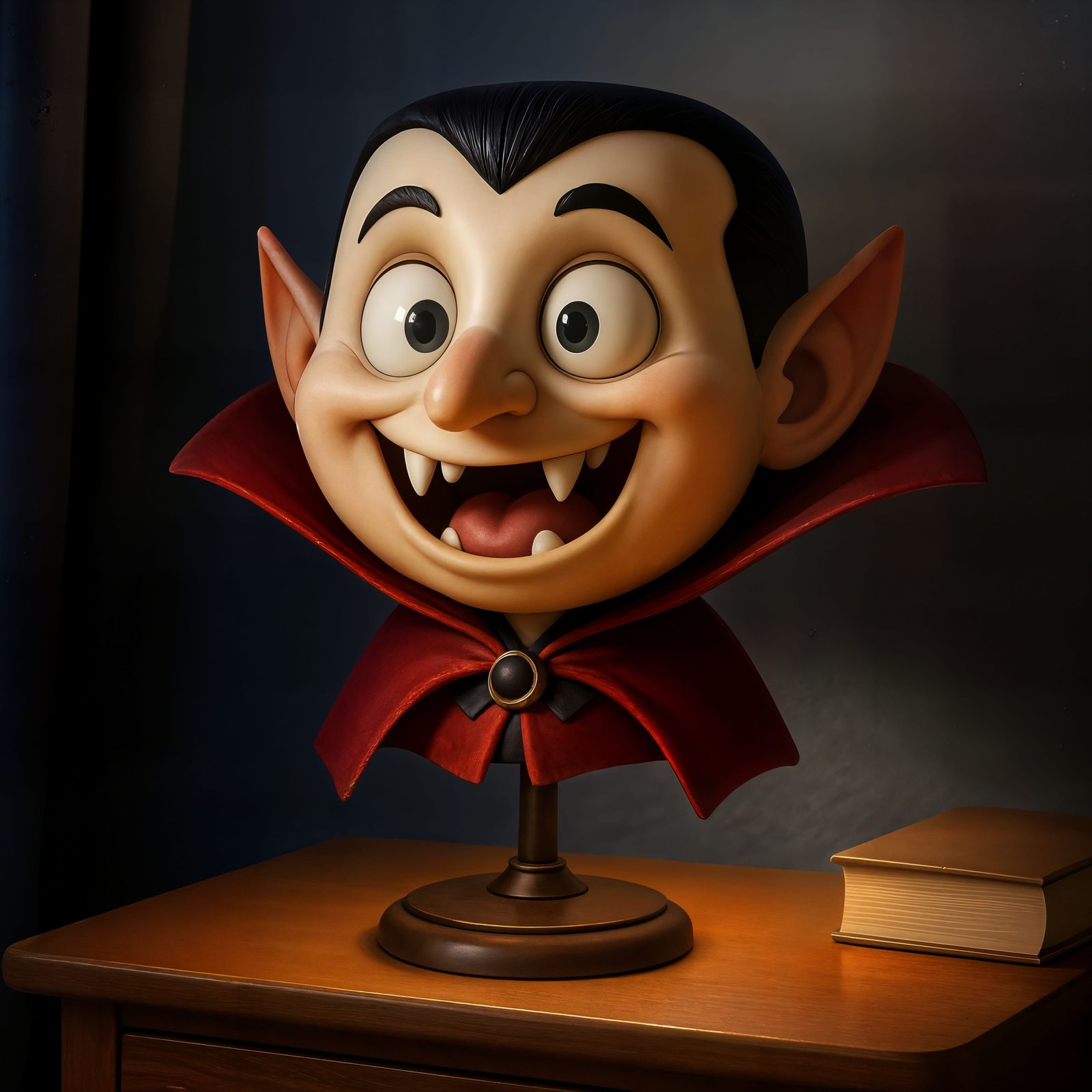 Cartoon Vampire Lampshade on Nightstand