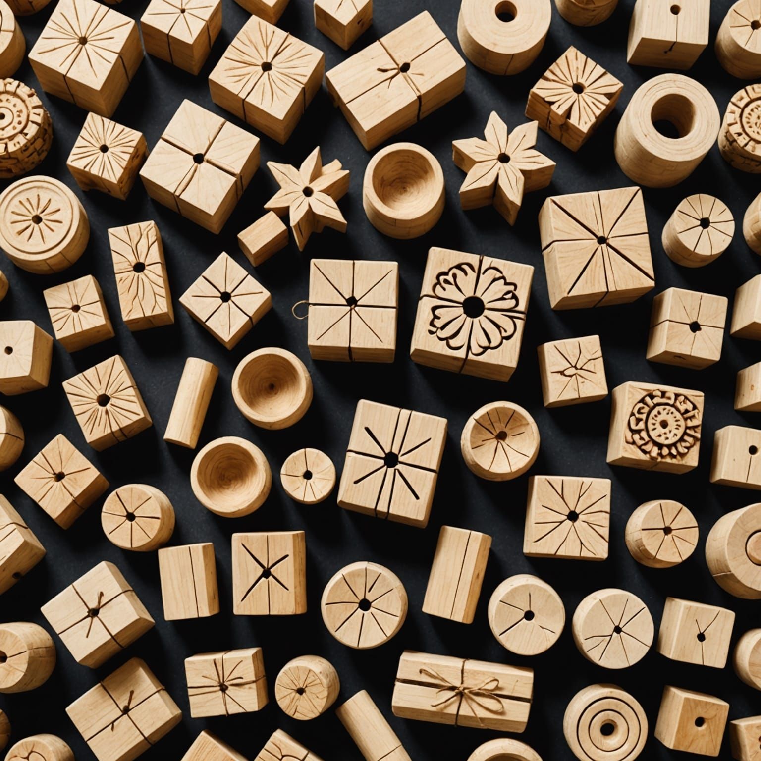 Natural Textured Wood Handicraft Creation