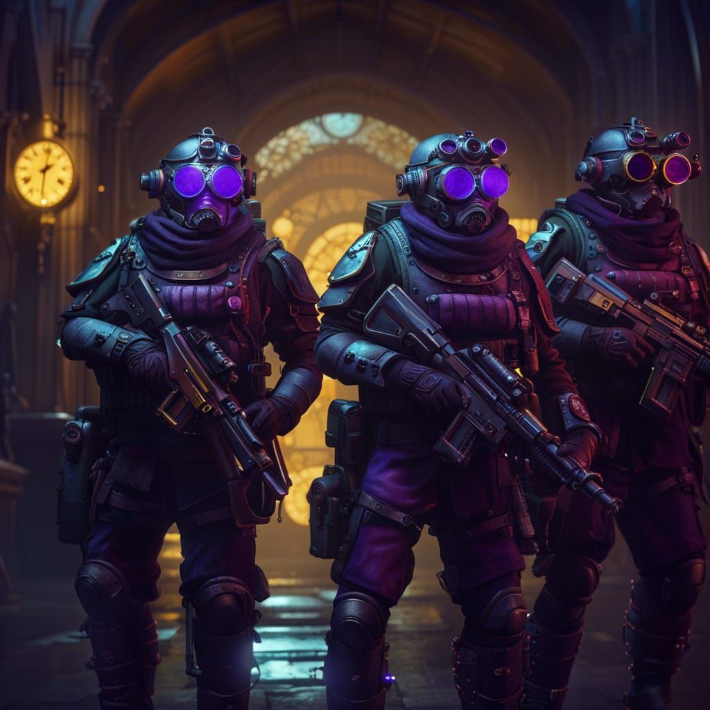 Steampunk Tactical SWAT Team in Dark Fantasy Style