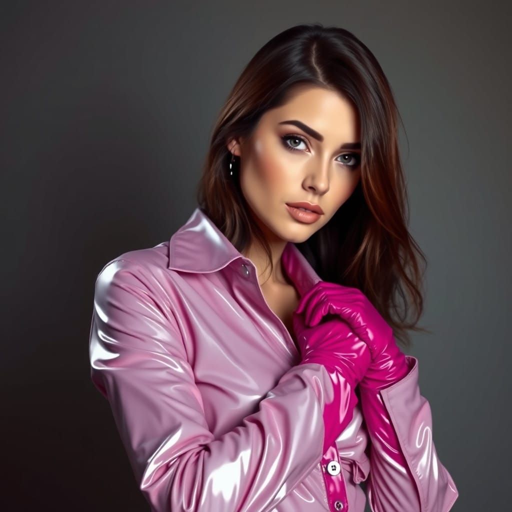 Beautiful Woman in Shiny PVC Vinyl Outfit