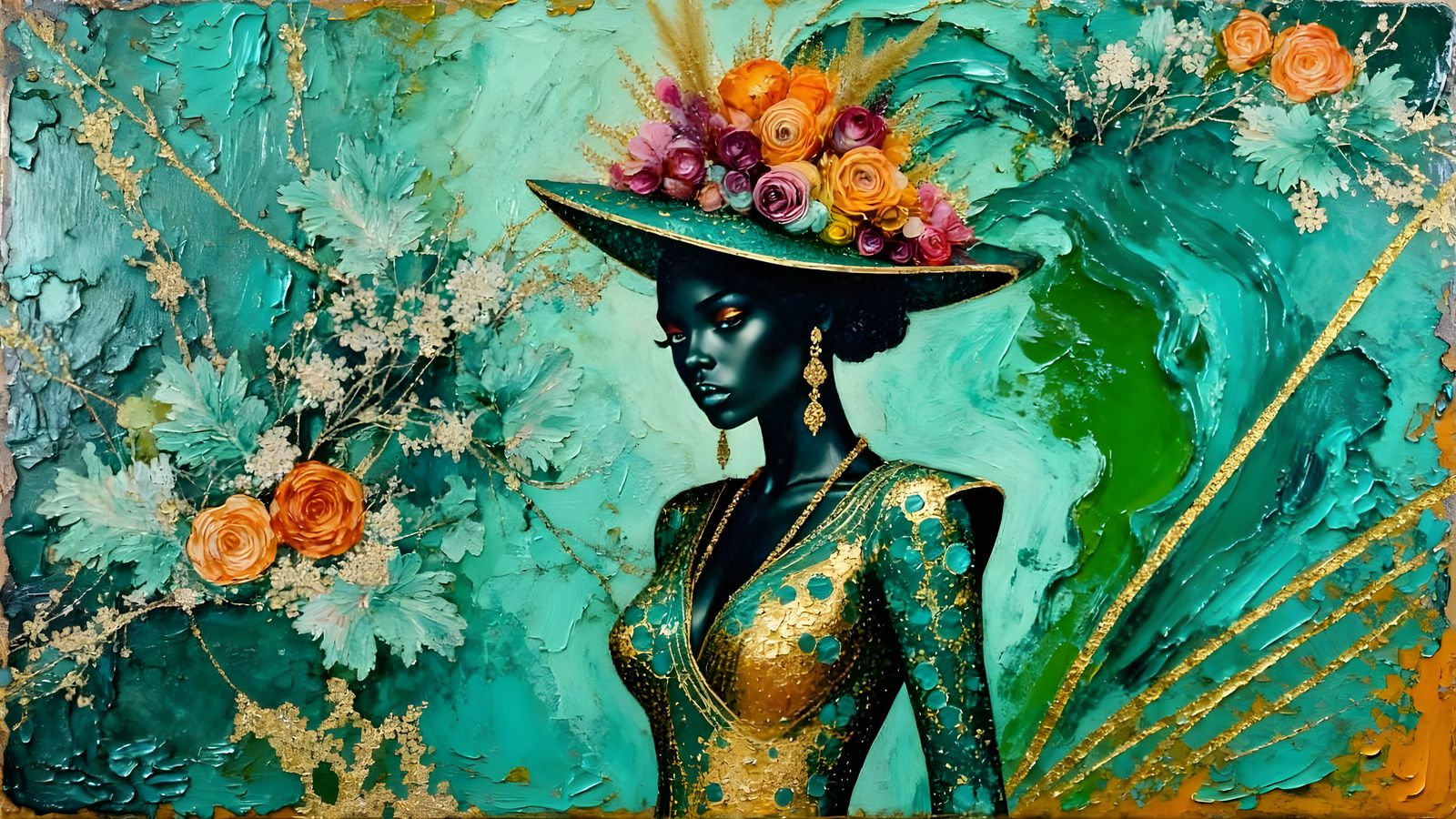 Afrofuturist Cabaret Dancer Encaustic Painting