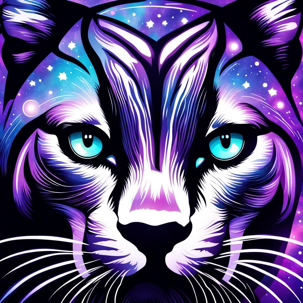 Mystical Galaxy Panther Stares Intently