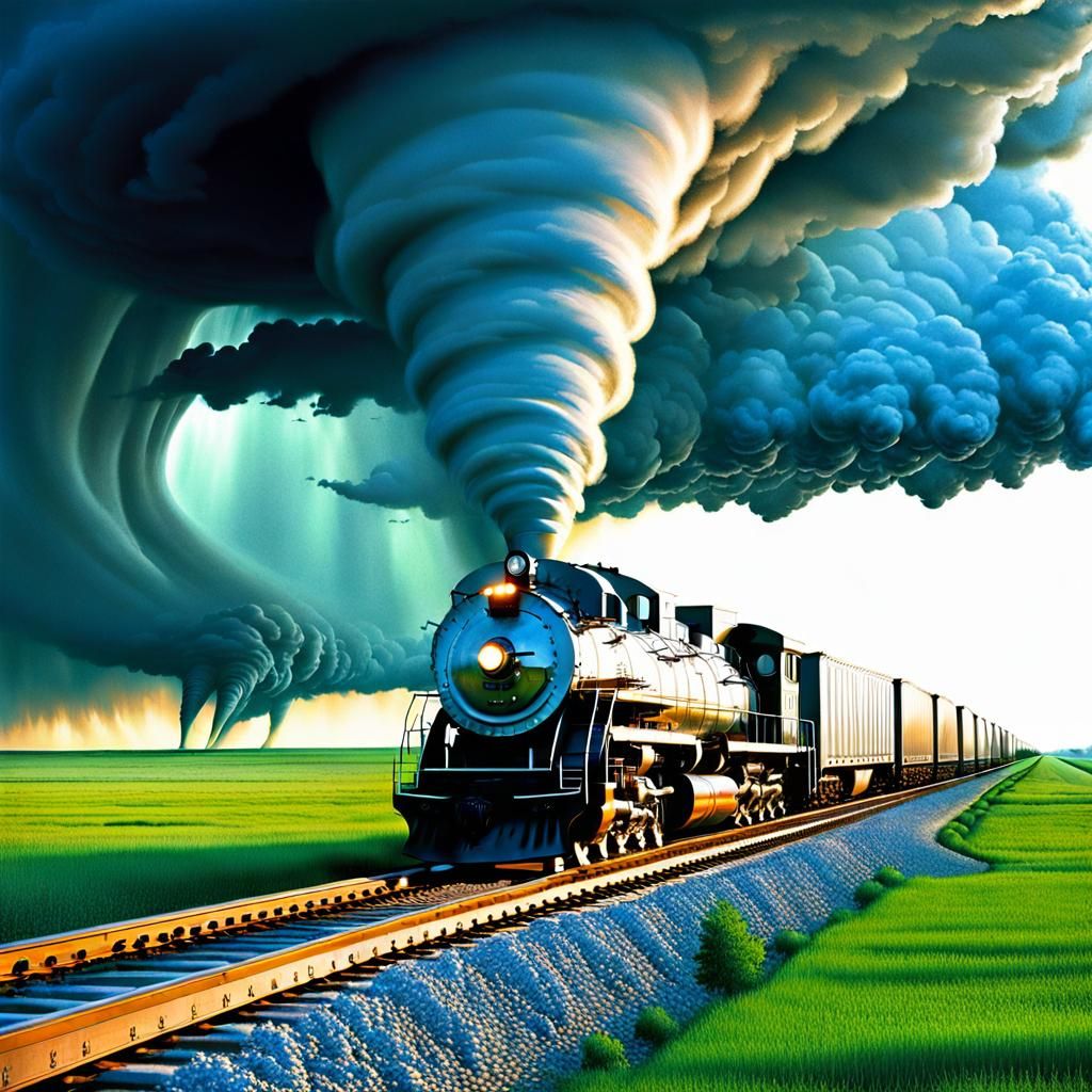 Surreal Tornado Train on Kansas Plains