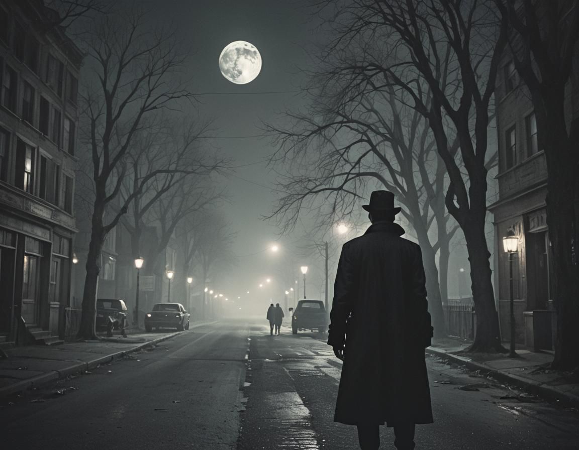 Gothic Psychopath in Moonlit Cinematic Dreamscape