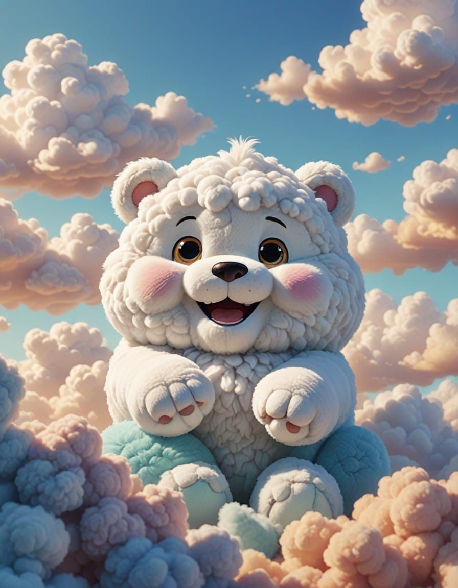 Smiling Cloud Stuffed Animal in Pixar Style