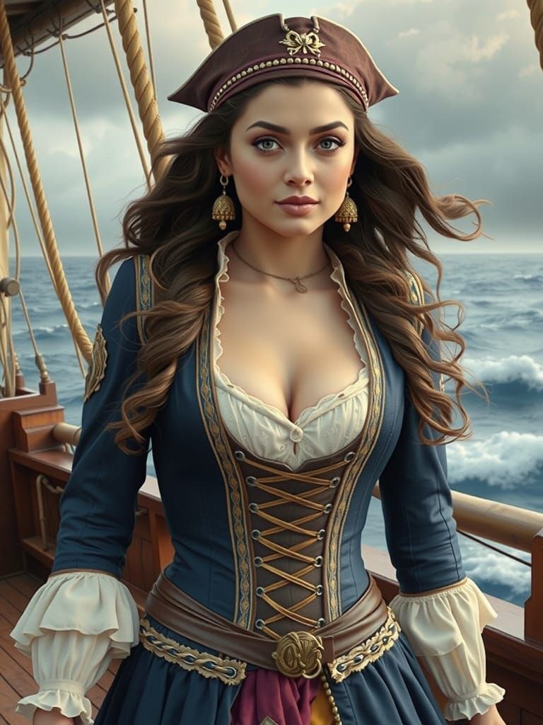 Pirate Maiden on Stormy Seas