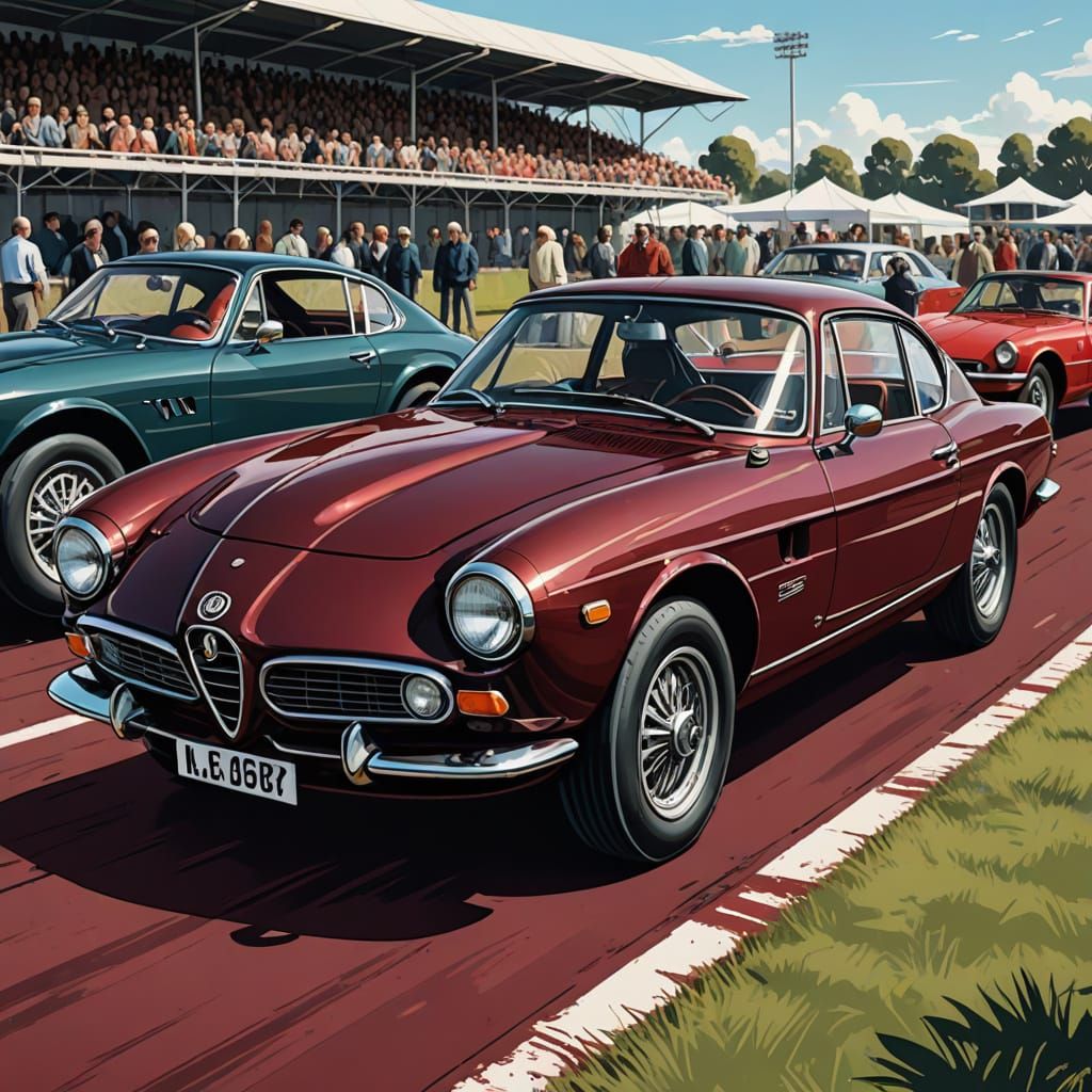 Classic Sports Car in Comic Book Style