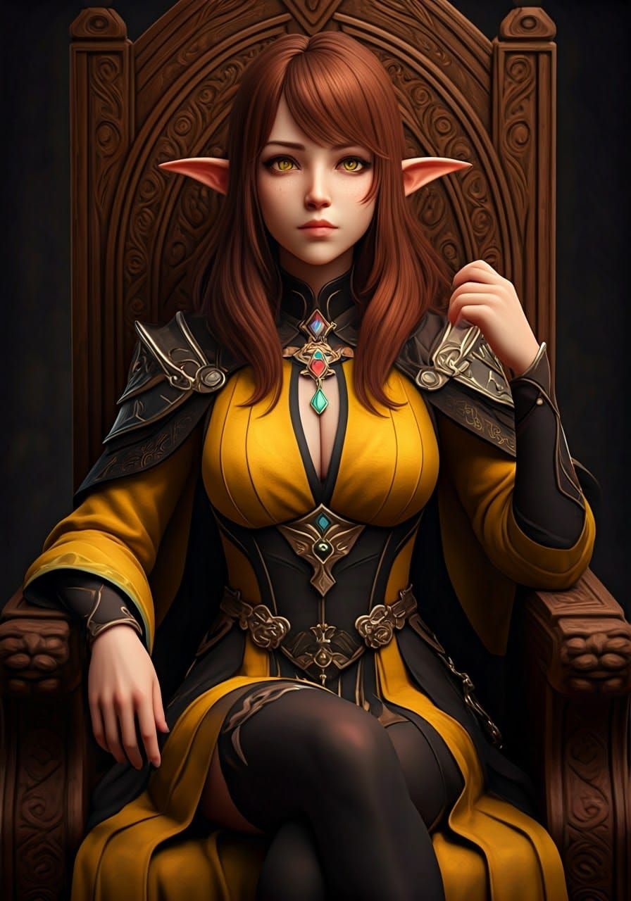 Majestic Elven Sage in Triadic Hues