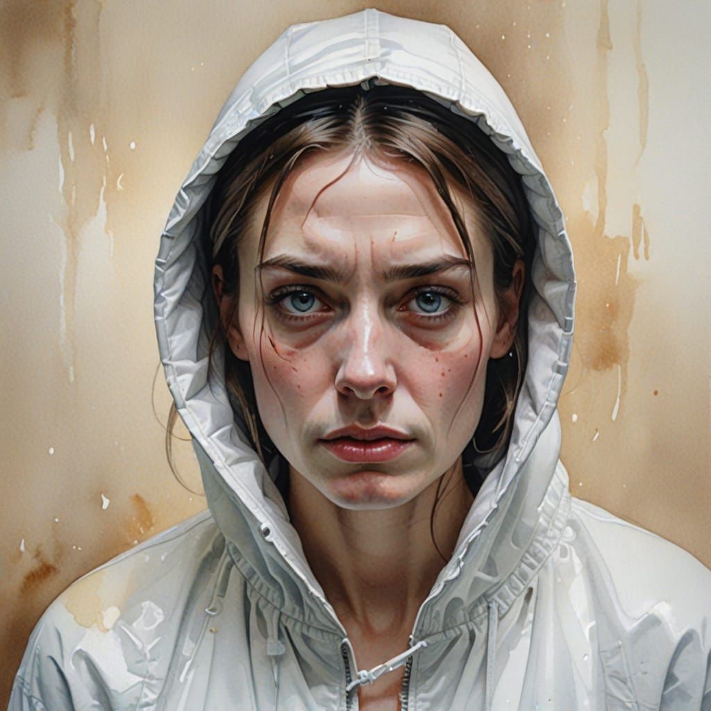 Straitjacket Portrait in Romantic Watercolor Style