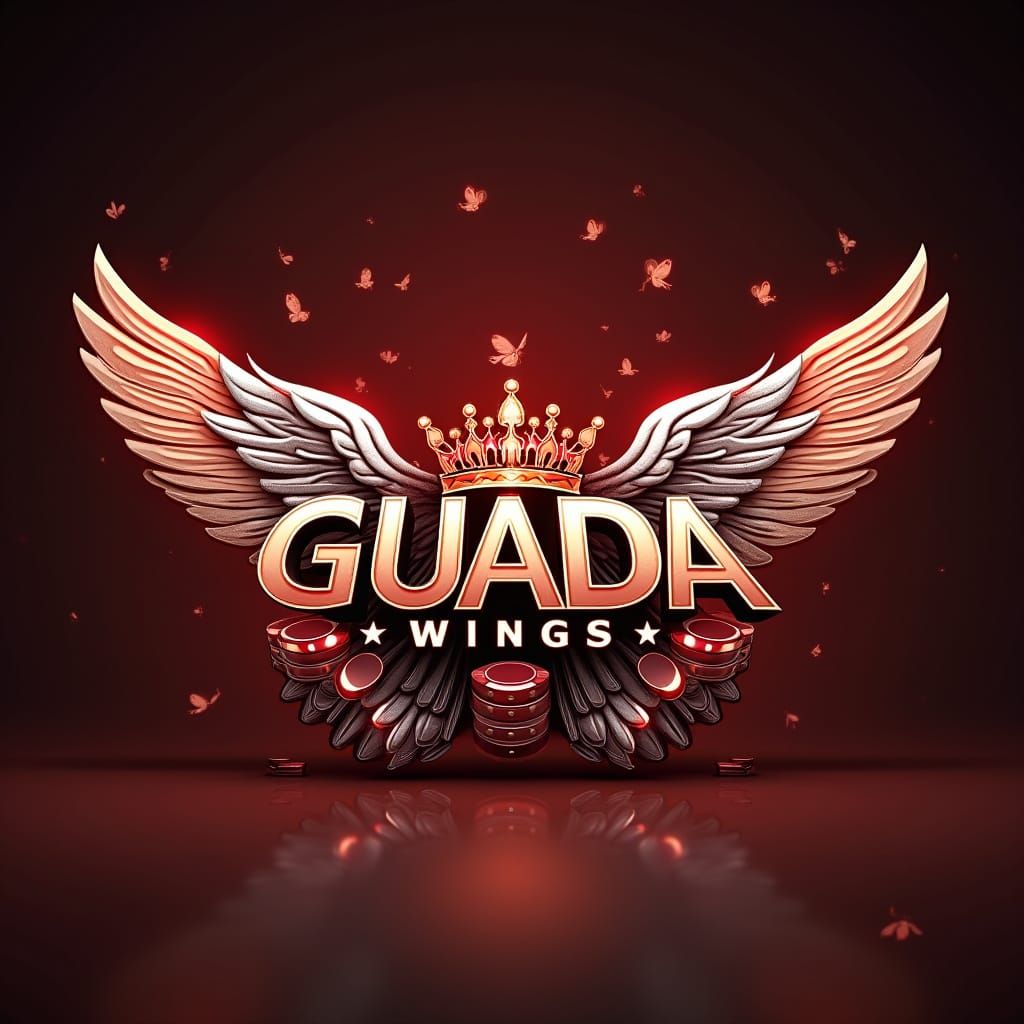 Futuristic 3D GUADA Logo with Wings and Butterflies